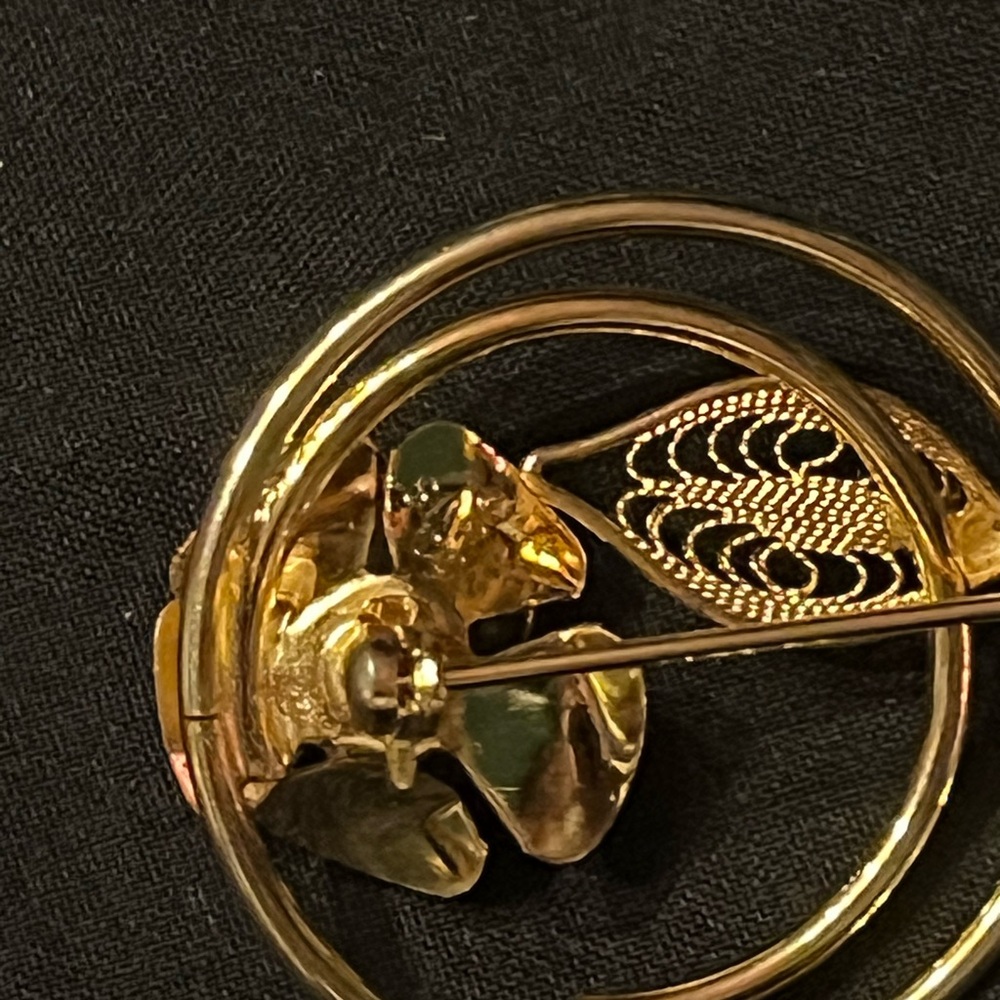 Sarah Coventry Gold Rose Circle Brooch vintage - Picture 4 of 6